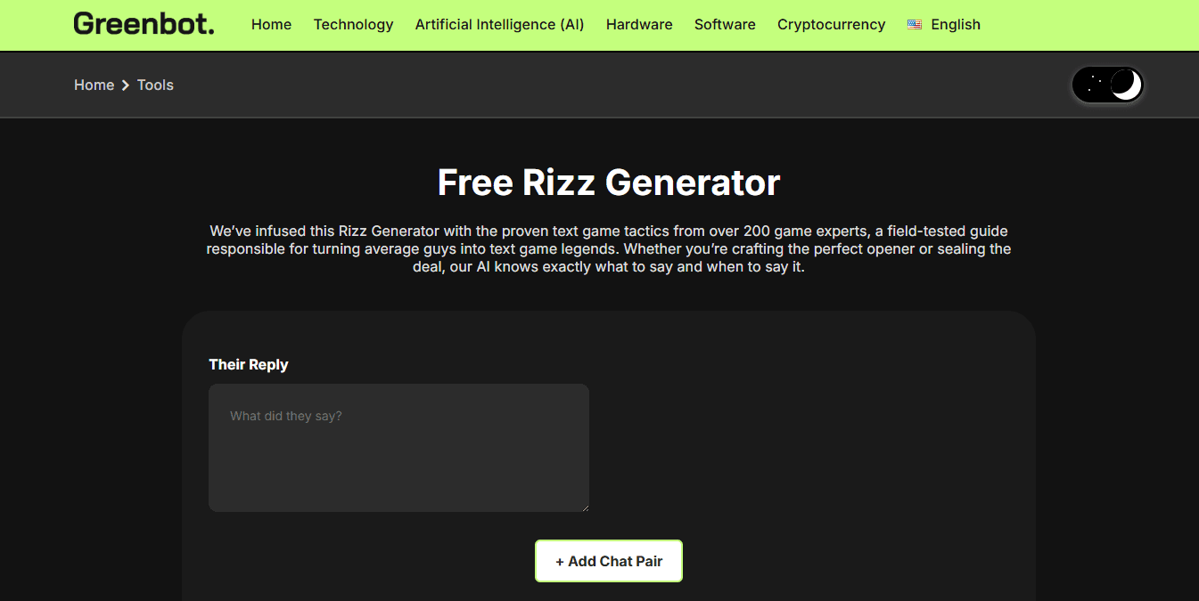 AI Rizz Generator by Greenbot