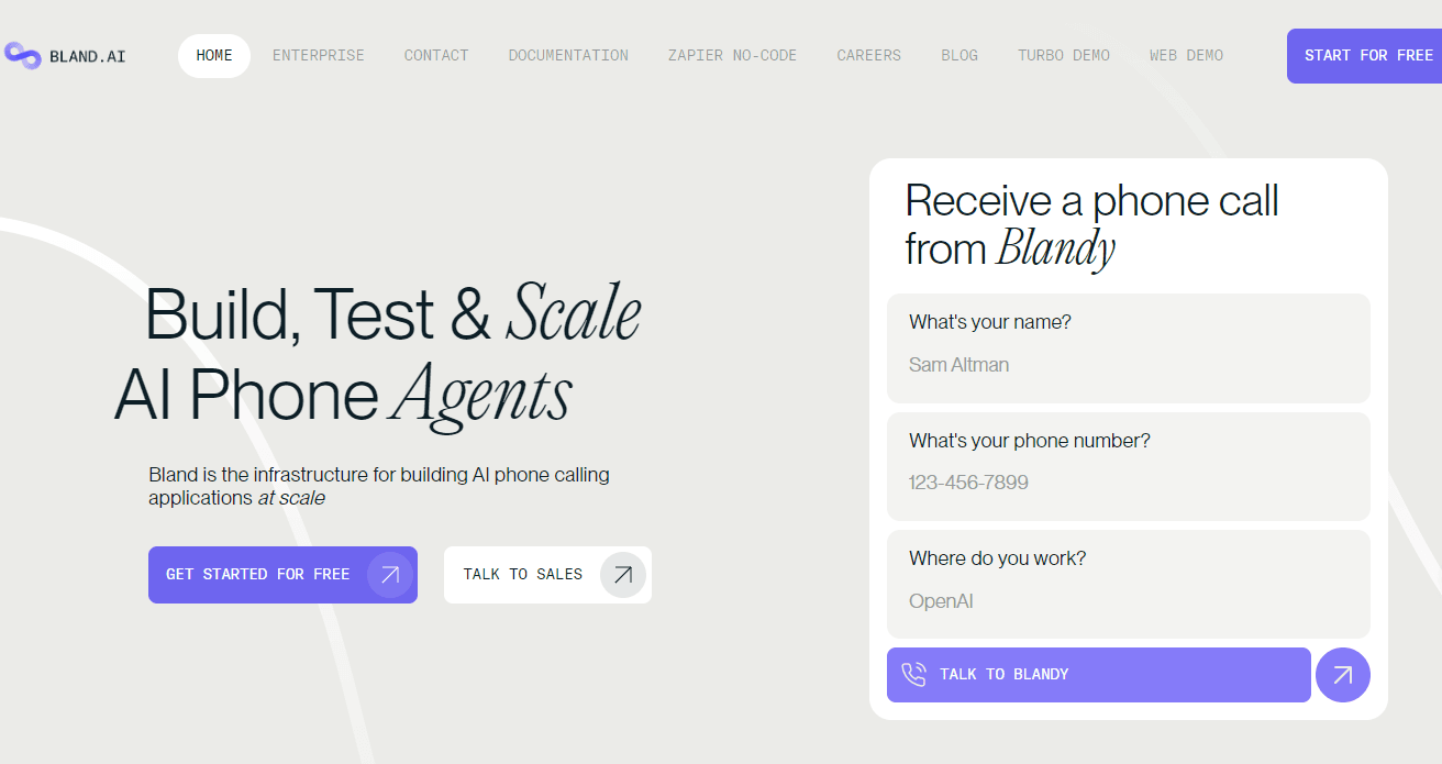 Bland AI Phone Calling Platform