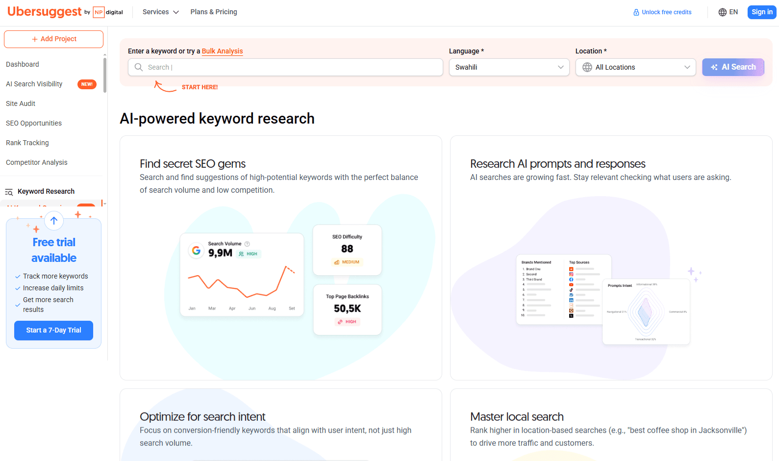 AI Keyword Overview (Ubersuggest)